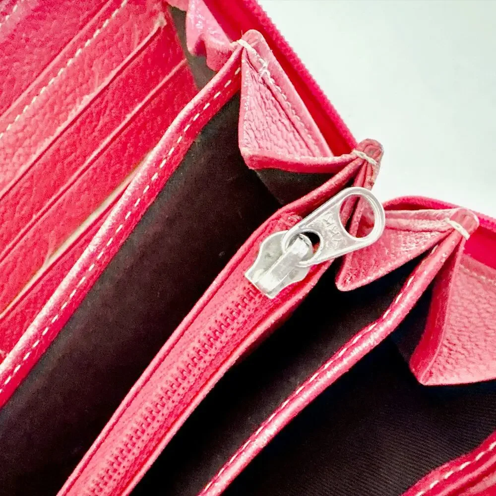 LEVENGER RED LEATHER ZIP-AROUND ACCORDION CONTINENTAL WALLET